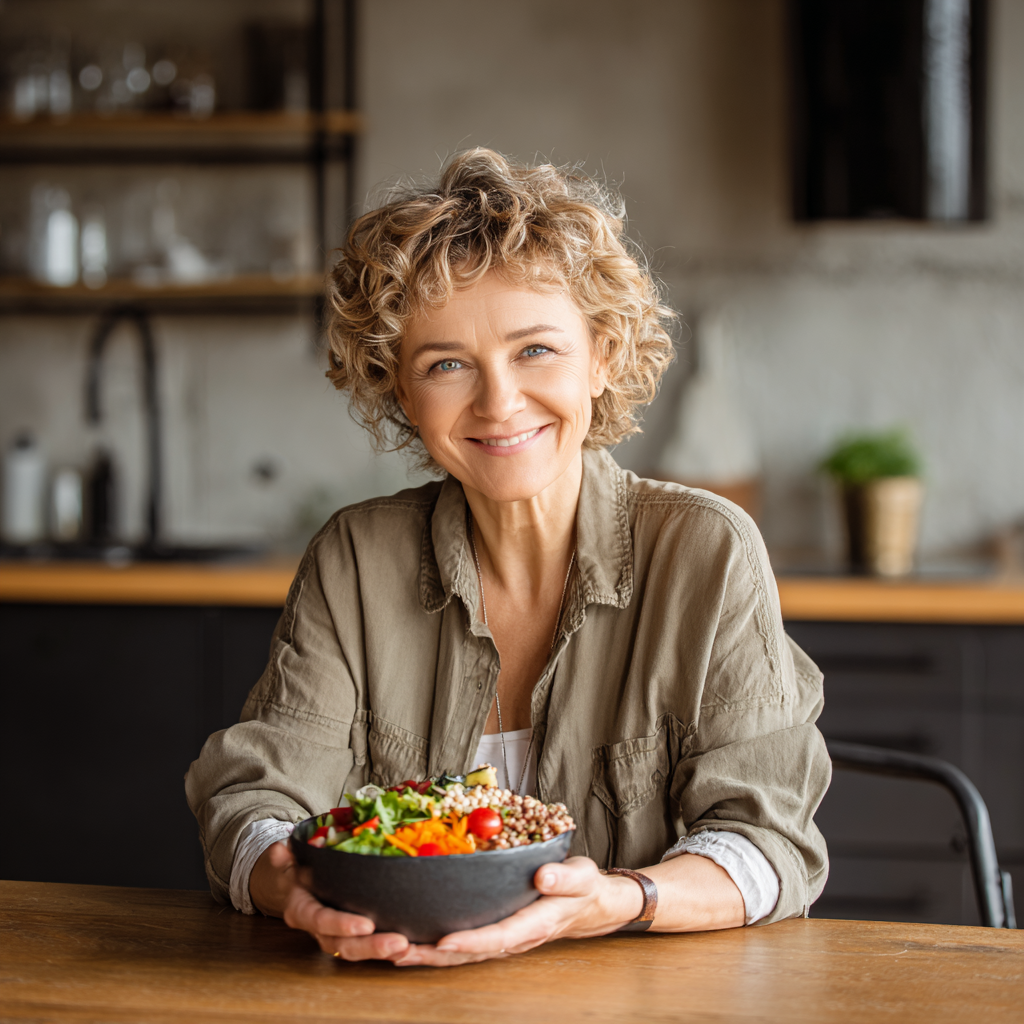 Peaceful Ukrainian elderly man sleeping comfortably in bed surrounded by healthy food on nightstand